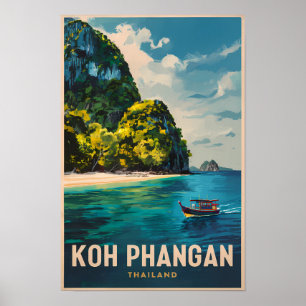 Poster Koh Phangan Tailândia Viagem Arte Vintage