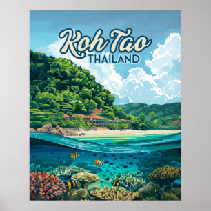 Poster Koh Tao Thailand Asia Scuba Diving Beach Island