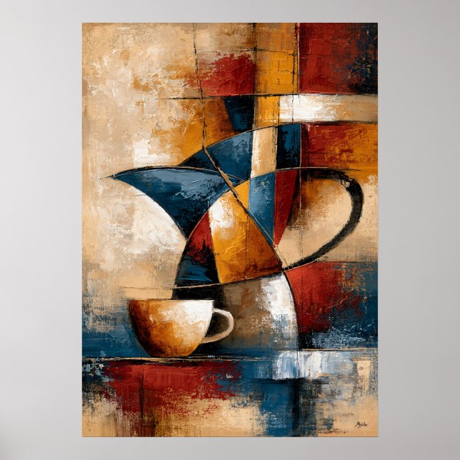 Poster Kōhī Coffee Forms Arte Geométrico Japonês de Café (Frente)