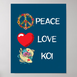 Poster Koi Amor Paz Lótus Peixe Yin Yang Koi Japonês