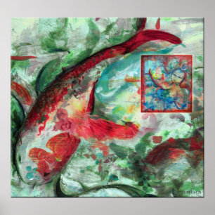 Poster Koi Carp Fish Painting