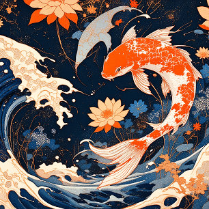 Póster Koi e Waves