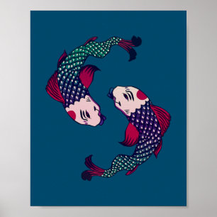 Poster Koi Nishikigoi Peixe Yin Yang Carpa Japonesa Koi