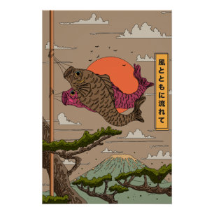 Póster Koinobori Flui com o Vento