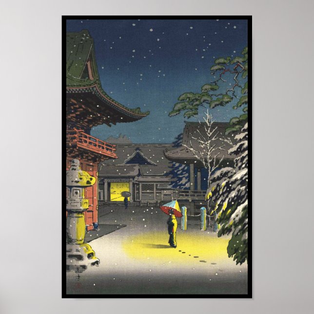 Poster Koitsu Tsuchiya Nezu Shrine Sale shin hanga art (Frente)