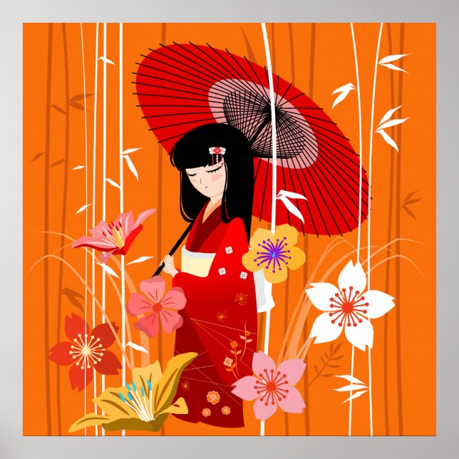 Poster Kokeshi Doll Zen Garden (Frente)