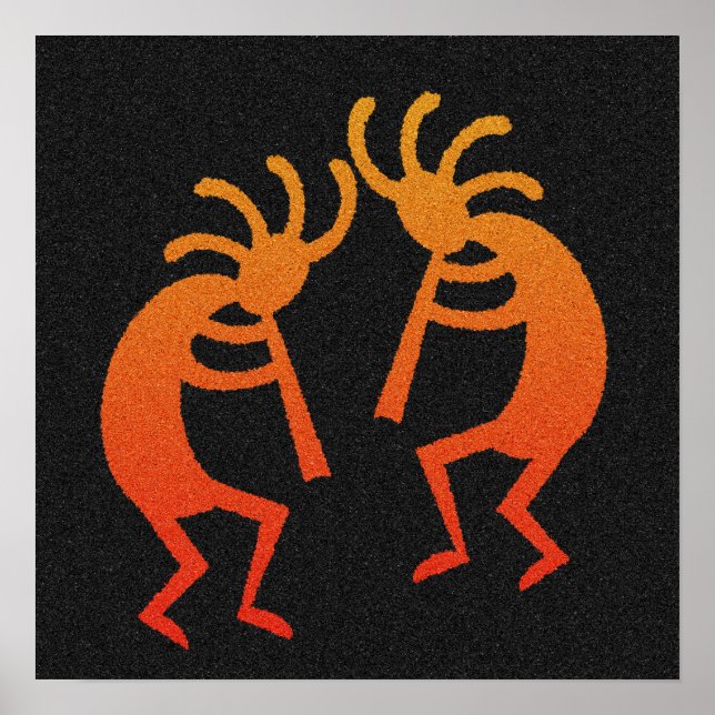Póster Kokopelli - Dança Laranja E Negra (Frente)