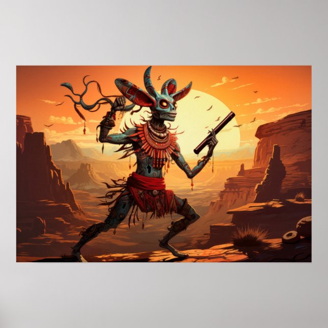 Poster Kokopelli Dançando Em Cliff Edge (Frente)