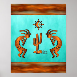 Poster Kokopelli E Cactus