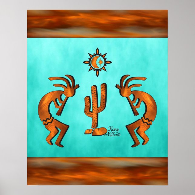 Poster Kokopelli E Cactus (Frente)