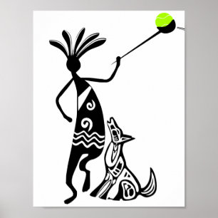 Póster Kokopelli e cão