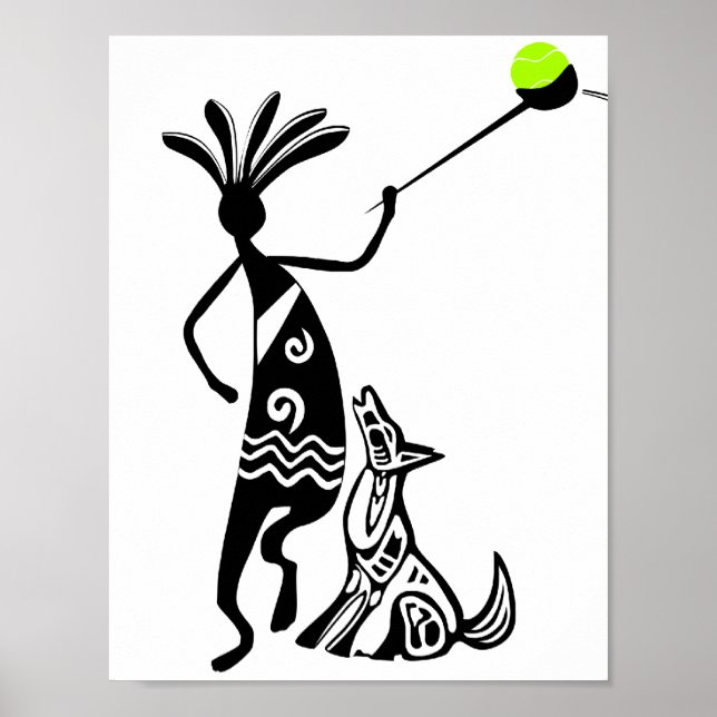 Póster Kokopelli e cão (Frente)