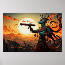 Kokopelli Jogando Fluta Em Colinas Rochosas Do Des