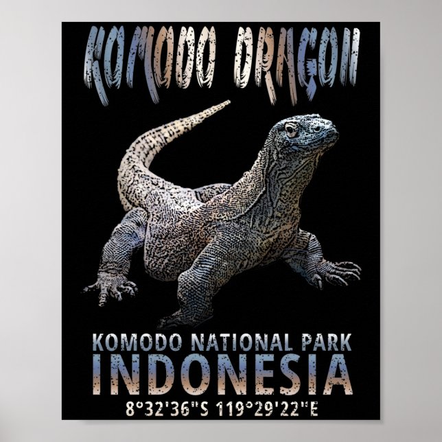 Poster Komodo Dragon - O maior Lizard do mundo. (Frente)