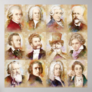 Poster Komponisten - Mozart, Bach, Beethoven e mehr!