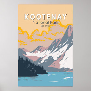 Poster Kootenay National Park Canadá Viagem Art Vintage