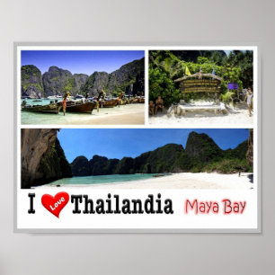 Poster Krabi - Maya Bay - Tailândia - I Love -