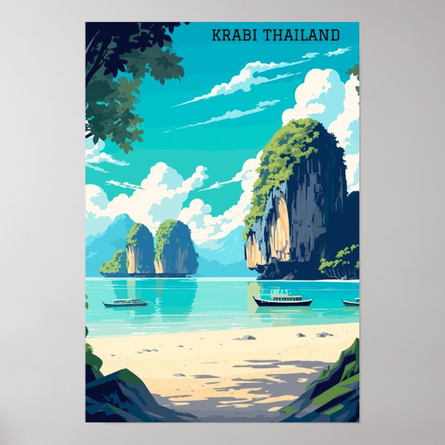 Poster Krabi Thailand Beach Paradise Viagem (Frente)