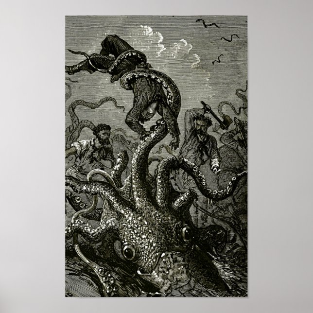 Póster Kraken de 20000 Léguas Submarinas (Frente)