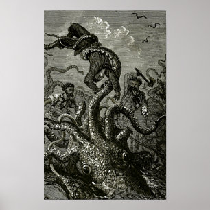 Póster Kraken de 20000 ligas sob o mar