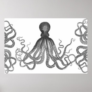 Poster Kraken - polvo gigante preto/Cthulu