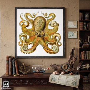 Poster Kraken Vintage, Polvo Gamochonia, Ernst Haeckel
