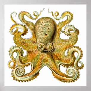 Poster Kraken Vintage, Polvo Gamochonia, Ernst Haeckel