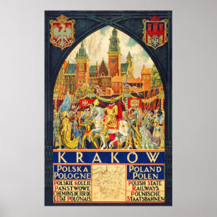Poster Krakow Polska Pologne Polen