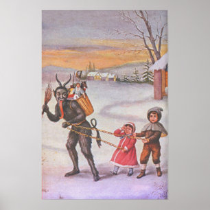 Poster Krampus Roubando Brinquedos e Crianças