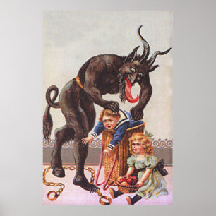 Póster Krampus Sequestrando Crianças