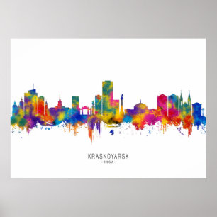 Poster Krasnoyarsk Rússia Skyline