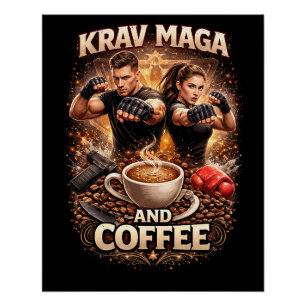 Póster Krav Maga e Café