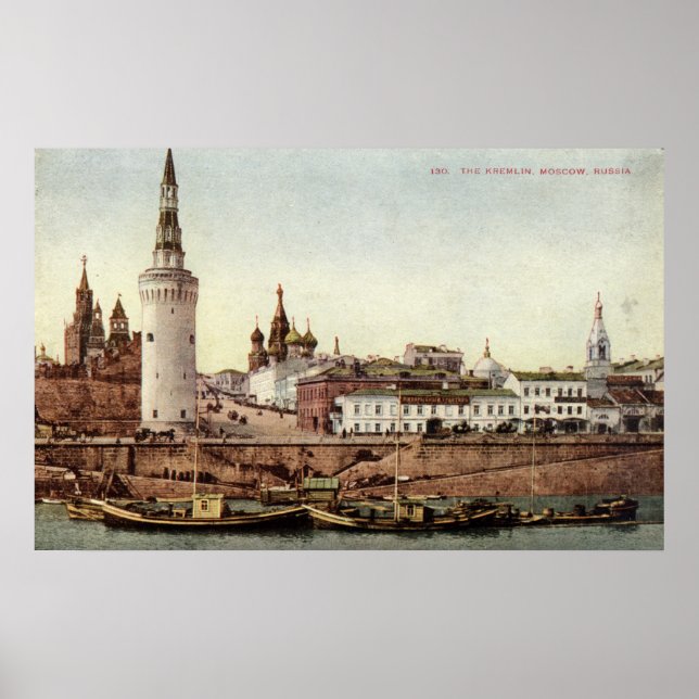 Poster Kremlin, Moscou, Rússia 1915 Vintage (Frente)