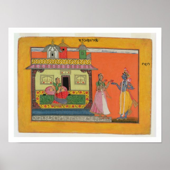 Póster Krishna chegando à casa de Radha, ilustração para (Frente)