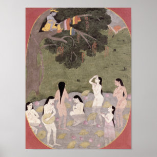 Poster Krishna com a roupa das meninas da vaca,