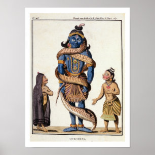 Póster Krishna espremeu pela serpente de Kaliya, 'de Voya