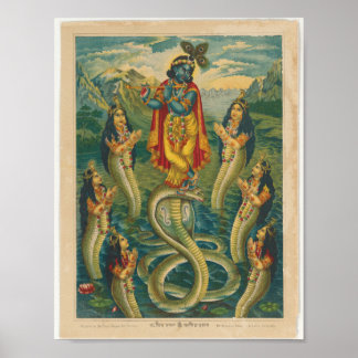 Poster Krishna subjugando Kaliya