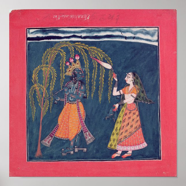 Póster Krishna tocando flauta, do Vahula (Frente)