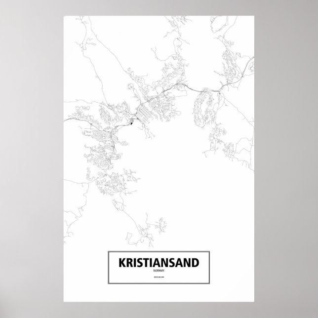 Póster Kristiansand, Noruega (preto no branco) (Frente)