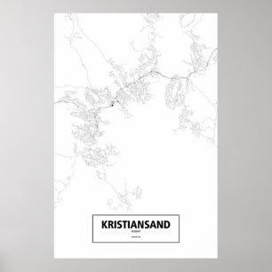 Póster Kristiansand, Noruega (preto no branco)