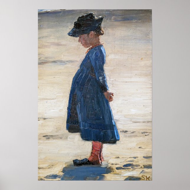 Poster Kroyer - Menina em pé na Praia de Skagen (Frente)