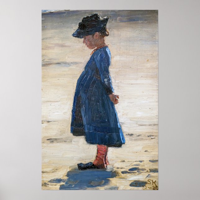 Poster Kroyer - Menina parada em Skagen Beach (Frente)