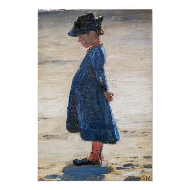 Póster Kroyer - Menina parada em Skagen Beach (Frente)