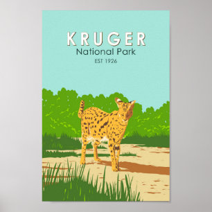 Poster Kruger National Park Serval Viagem Art Vintage