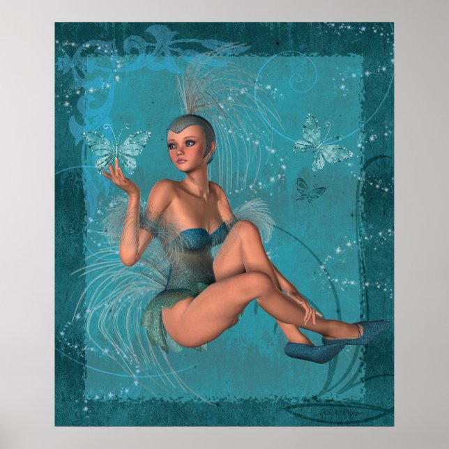 Póster KRW O Sprite Azul e as Borboletas (Frente)