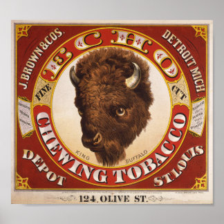 Póster KRW Vintage 1873 Etiqueta de Cigarro Echo Mastigad