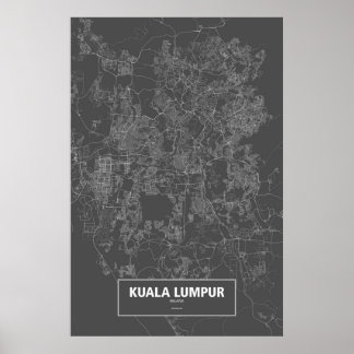 Poster Kuala Lumpur, Malásia (branco no preto)