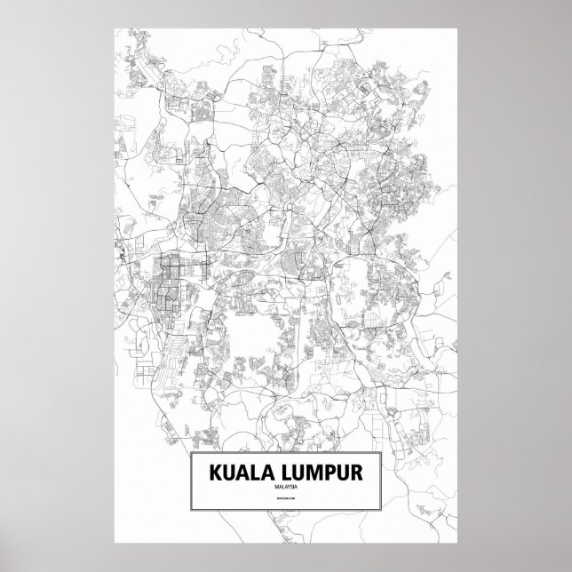 Póster Kuala Lumpur, Malásia (preto no branco) (Frente)