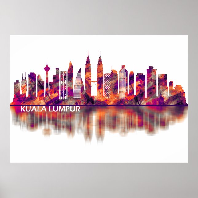 Poster Kuala Lumpur Malásia Skyline (Frente)