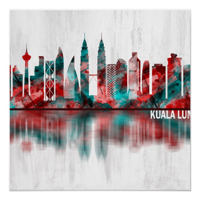 Póster Kuala Lumpur Malásia Skyline (Frente)